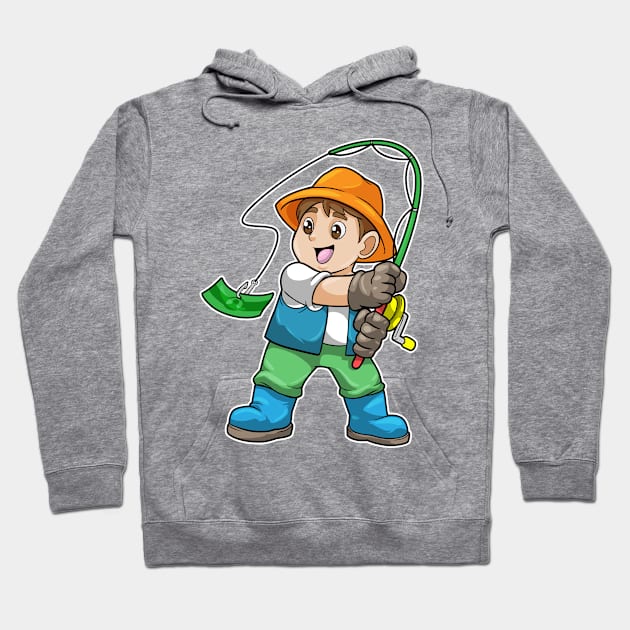 Angler with Fishing rod Hoodie by Markus Schnabel